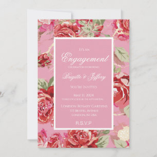 Red rose engagement invitation