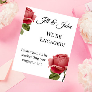 Red Rose Engagement Romantic Wedding Invitation