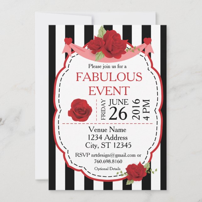 Red Rose Event Invitation (Front)