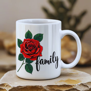 Red Rose  Family  A Symbol of Love & Unit Coffee Mug