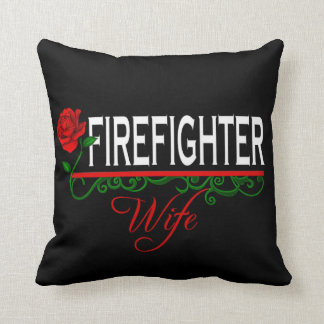 Red Rose Firefighter Wife Decor Pillow