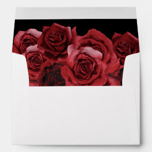 Red Rose Floral - Black Envelope