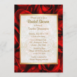 Red Rose Floral Bridal Shower Invitation