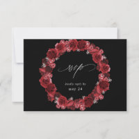 Red Rose Floral & Crystal w Meal RSVP - Black