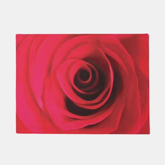 Red rose floral design doormat (Front)
