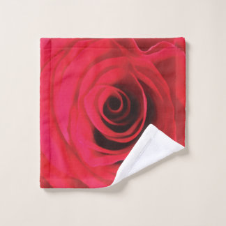 Red rose floral design wash cloth