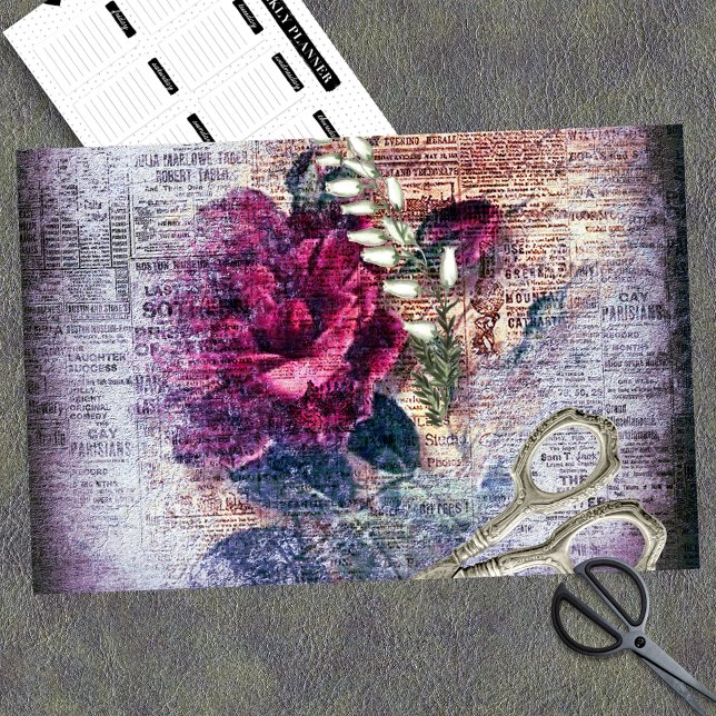 Red Rose Floral Ephemera Decoupage Tissue Paper (Creator Uploaded)