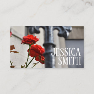 Red Rose Floral Flower Garden Gate Photography Business Card