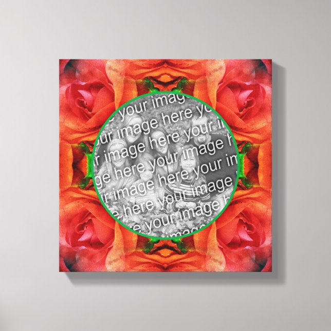 Red Rose Floral Frame Create Your Own Photo  Canvas Print (Front)