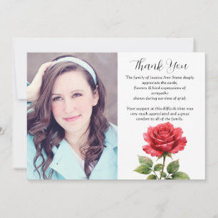 Red Rose Floral Funeral Death Thank you  Invitation