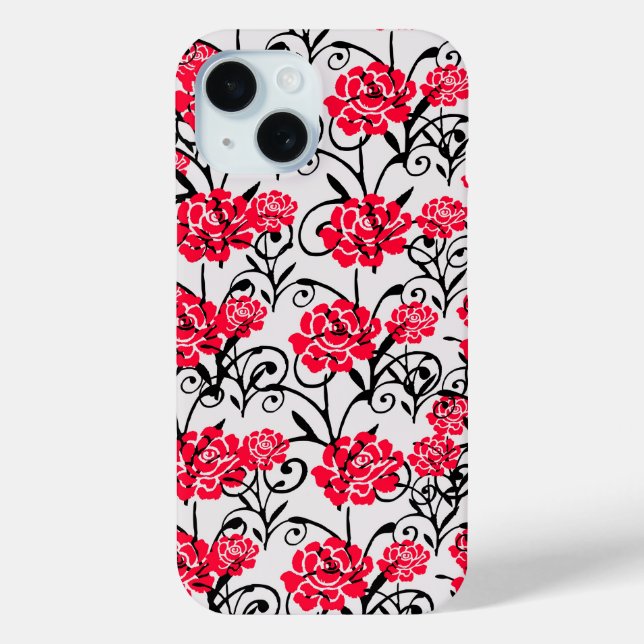 Red Rose Floral Illustration Pattern Design  Case-Mate iPhone Case (Back)