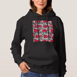 Red Rose Floral Illustration Pattern Design Hoodie