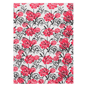 Red Rose Floral Illustration Pattern Design Tablecloth