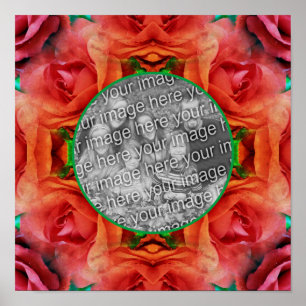 Red Rose Floral Nature Frame Add Your Photo  Poster
