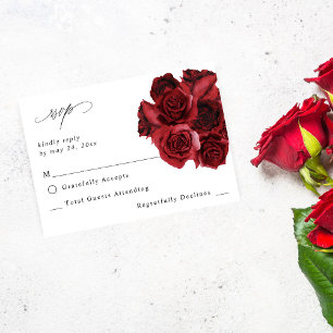 Red Rose Floral no Meal RSVP Card