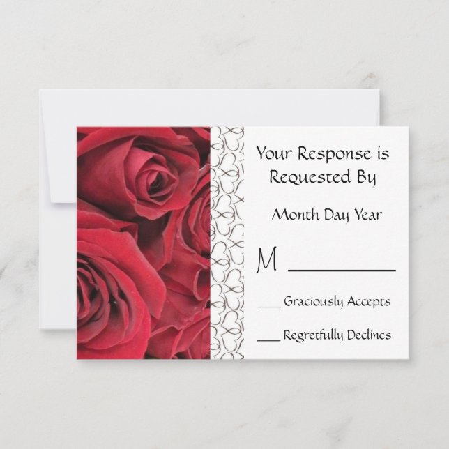 Red Rose Floral RSVP Card (Front)