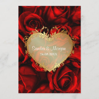 Red Rose Floral Wedding Invitation