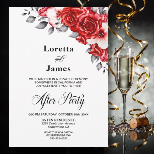 Red Rose Floral Wedding Reception Invitation (Creator Uploaded)