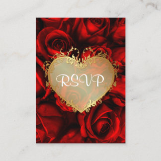 Red Rose Floral Wedding RSVP Enclosure Card