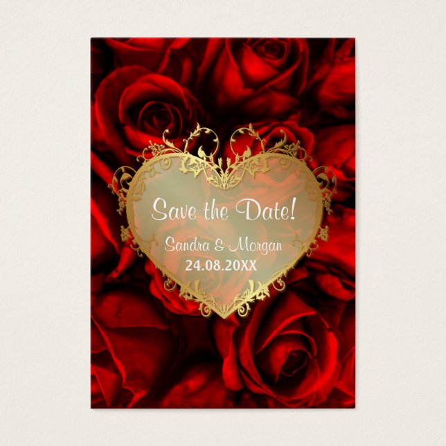 Red Rose Floral Wedding Save the Date (Front)