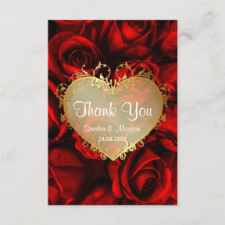 Red Rose Floral Wedding Thank You Card