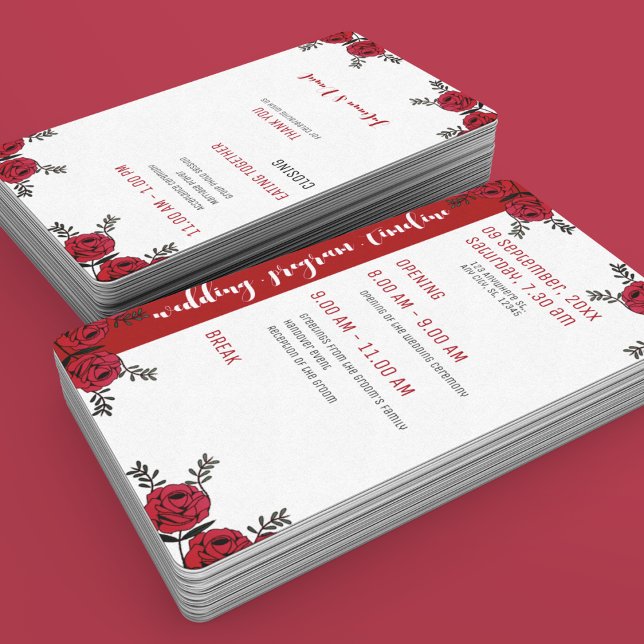 Red Rose Floral Wedding Theme Hand Fan (wedding program detailed hand fan)