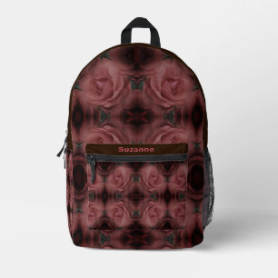 Red Rose Flower Abstract Personalised  Printed Backpack