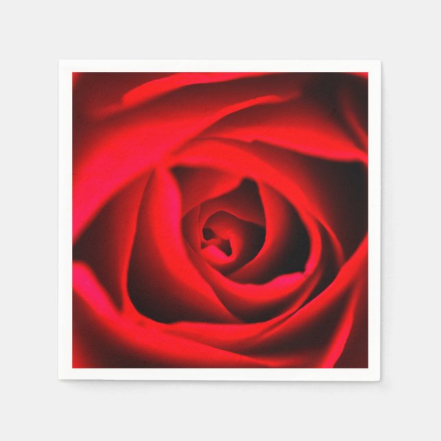 Red rose flower Cocktail paper napkin (Front)