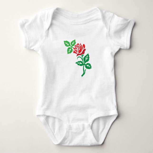 Red Rose Flower Design – Classic Floral Beauty Baby Bodysuit (Front)