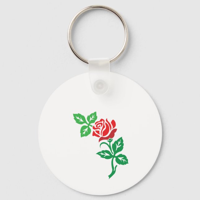 Red Rose Flower Design – Classic Floral Beauty Key Ring (Front)