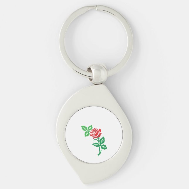 Red Rose Flower Design – Classic Floral Beauty Key Ring (Front)