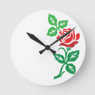 Red Rose Flower Design – Classic Floral Beauty Round Clock