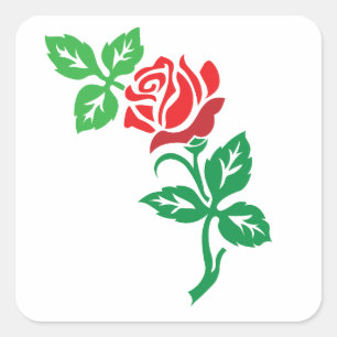 Red Rose Flower Design – Classic Floral Beauty Square Sticker