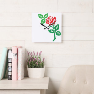 Red Rose Flower Design – Classic Floral Beauty Square Wall Clock