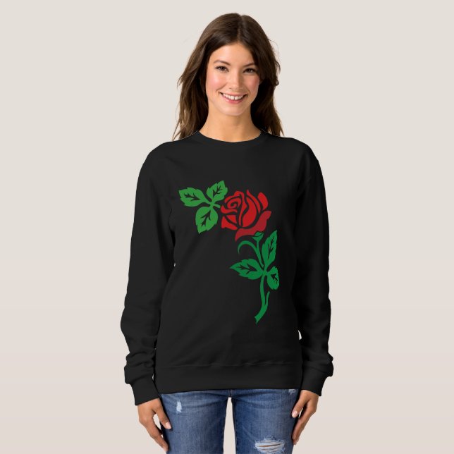 Red Rose Flower Design – Classic Floral Beauty Sweatshirt (Front Full)