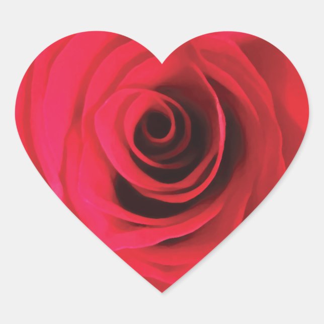 Red rose flower detail heart sticker (Front)