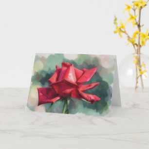 Red Rose Flower Floral Art Blank Note Card