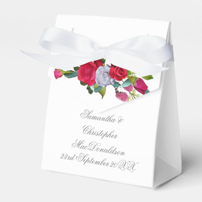 Red rose flower floral romantic wedding favour box (Front Side)