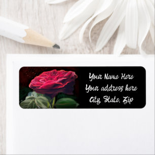 Red Rose Flower Green Black Art Floral Flowers