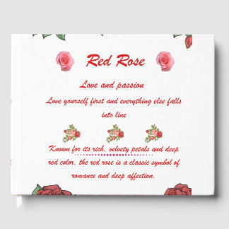Red Rose Flower Language Guest Book