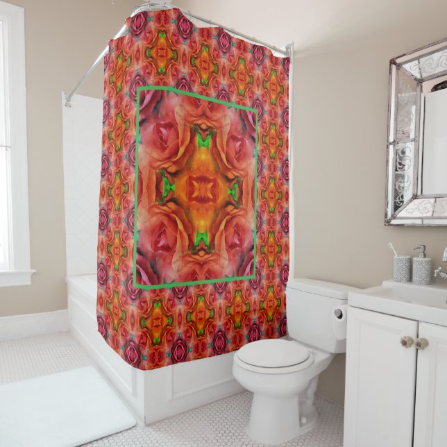 Red Rose Flower Nature Abstract  Shower Curtain (In Situ)