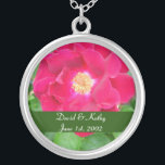 Red Rose Flower Necklace<br><div class="desc">This is a red rose. Makes a great gift for a loved one. Names and Dates can be changed to your own. Just enter them in the text boxes to the right.</div>