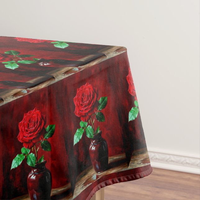 Red Rose Flower Painting  Tablecloth (In Situ)