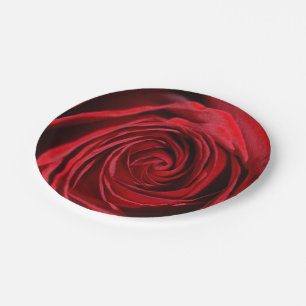 Red Rose Flower Paper Plates