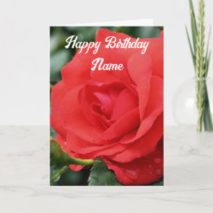 Red Rose Flower Personalised Birthday  Card