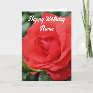 Red Rose Flower Personalised Birthday Card