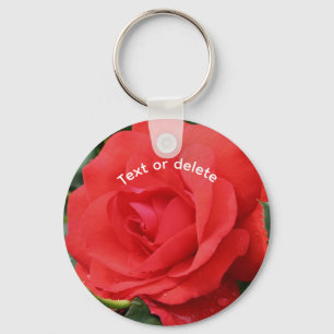 Red Rose Flower Personalized Key Ring