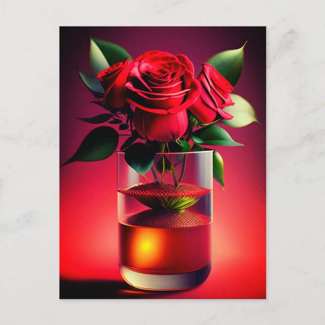 Red Rose Flower Postcard (Front)