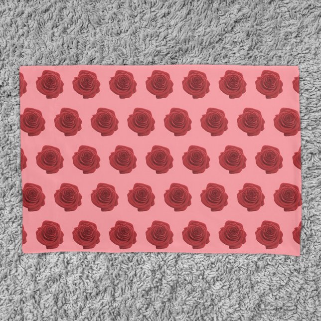 Red Rose Flower Seamless Pattern on Pillow Case (Red Rose flower seamless pattern on pillow case)