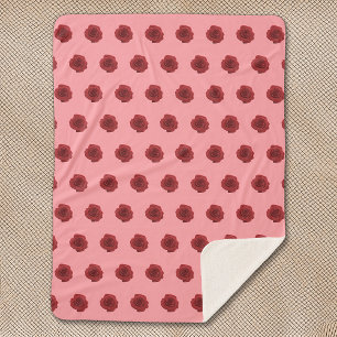Red Rose Flower Seamless Pattern on Sherpa Blanket